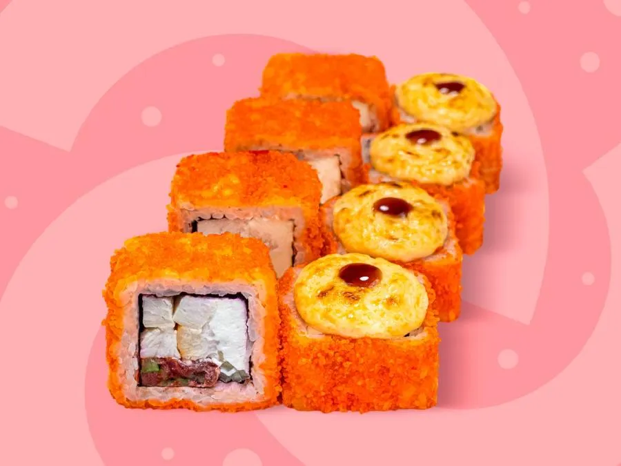 Запечённый ролл Малибу с курицей